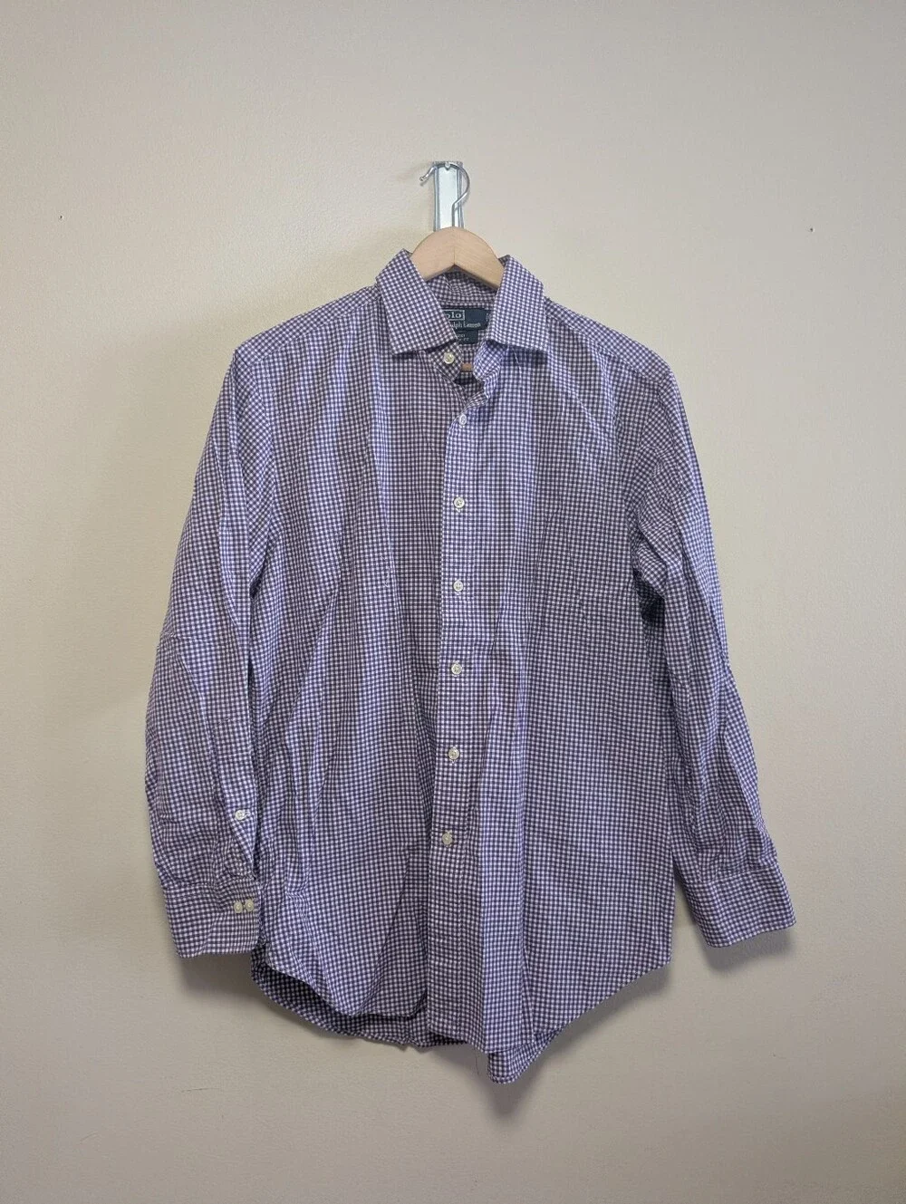 Polo Ralph Lauren Regent Classic Fit Purple Gingham Button Down Shirt 16/33